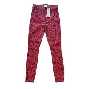 Alice + Olivia Ruby Red & Black Mini Leopard Print Pants |Size: 24|